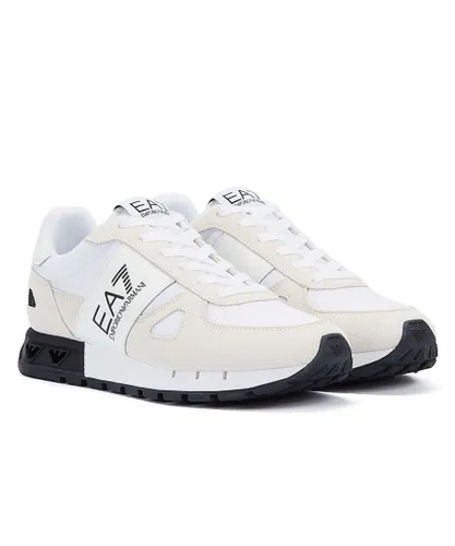 EA7 Legacy Mens White/Black Trainers Suede