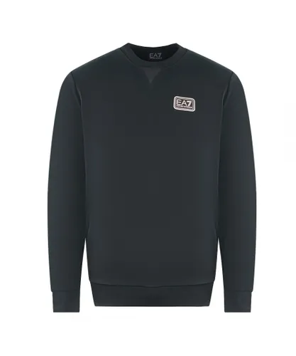 EA7 Mens Branded Patch Logo Black Sweatershirt