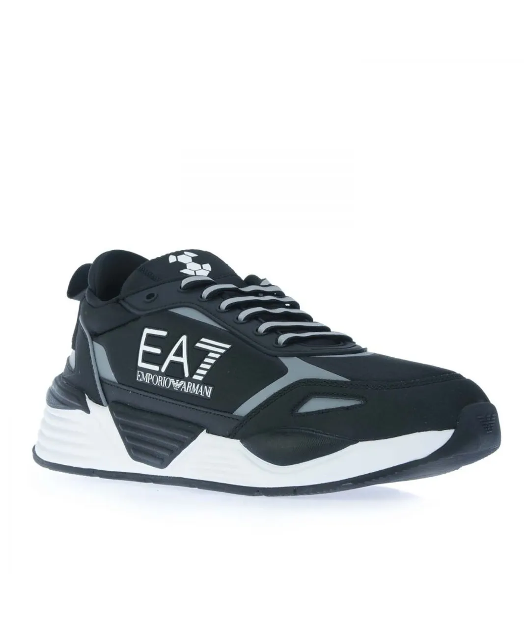 EA7 Mens Emporio Armani Ace Runner Neoprene Shoes in Black Leather (archived)