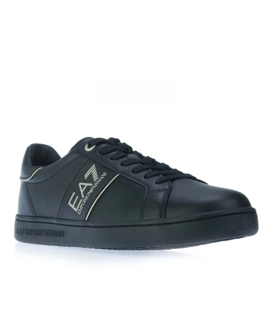 EA7 Mens Emporio Armani Leather Sports Shoes in Black Leather (archived)