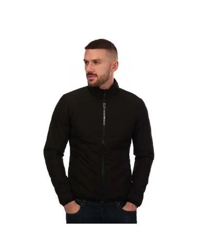 EA7 Mens Emporio Armani Logo Patch Quilted Jacket in Black
