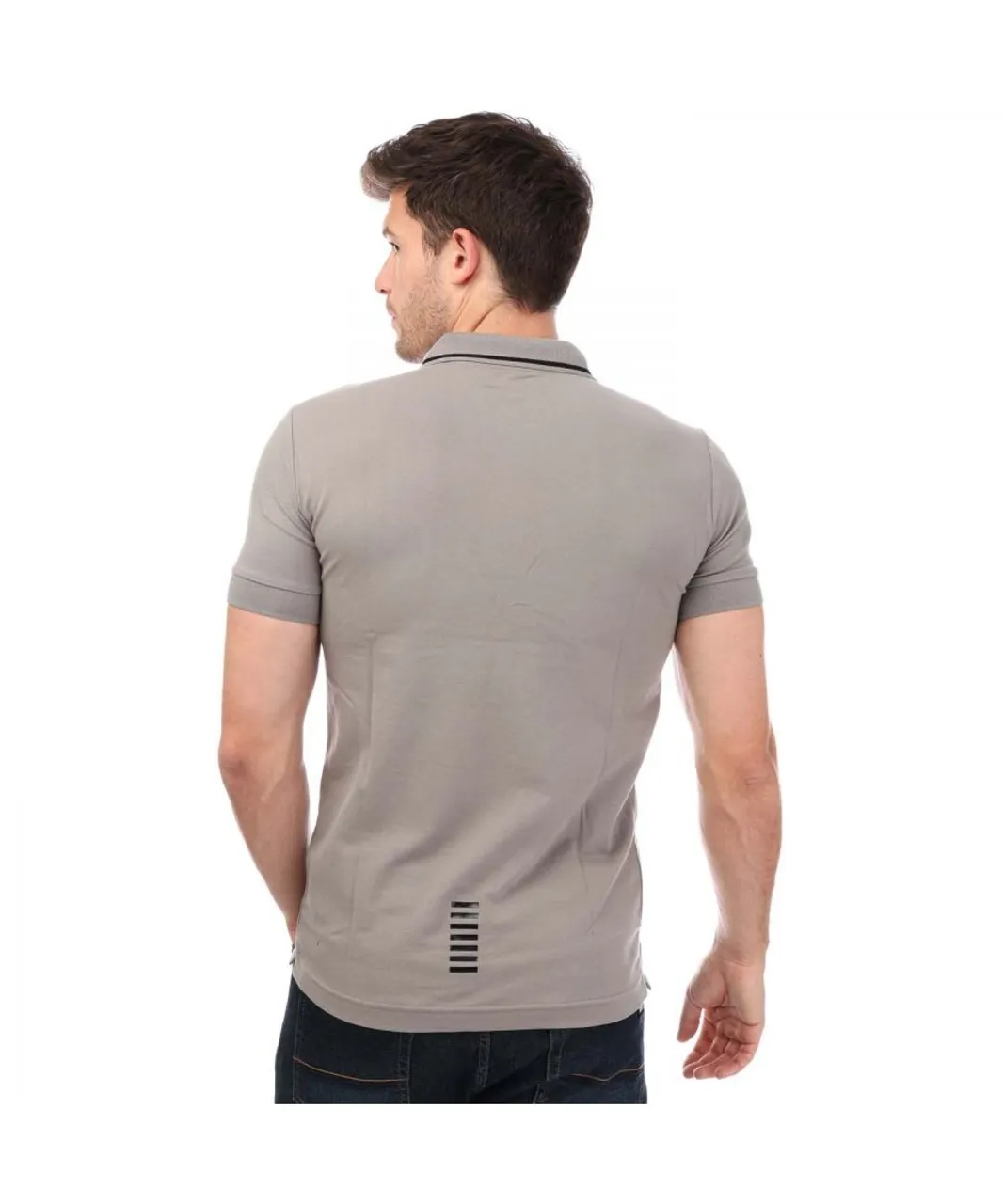 EA7 Mens Emporio Armani Logo Pique Polo Shirt in Grey Cotton