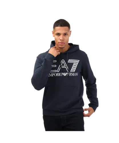 EA7 Mens Emporio Armani Logo Series Cotton Hoody in Navy