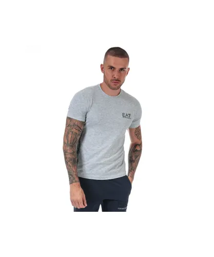 EA7 Mens Emporio Armani Logo Tape T-Shirt in Grey Cotton