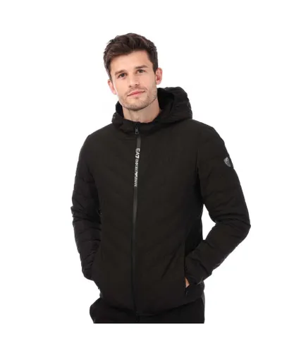 EA7 Mens Emporio Armani Premium Shield Down Hooded Jacket in Black