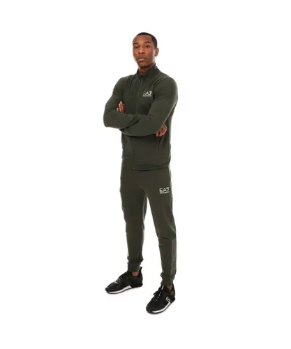 EA7 Mens Emporio Armani Recycled Cotton-Blend 7 Lines Tracksuit in Green