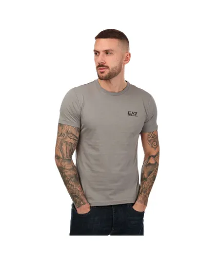 EA7 Mens Emporio Armani Regular Fit Logo Print T-Shirt for Men in Gray - Grey Cotton