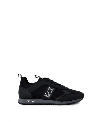 EA7 Mens Lace-Up Sneakers in Black Polyamide