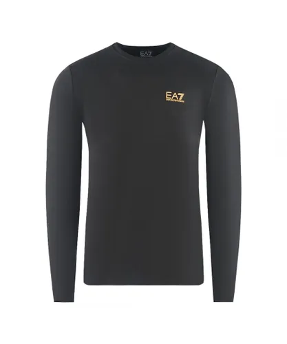 EA7 Mens Large Back Logo Long Sleeved Black T-Shirt
