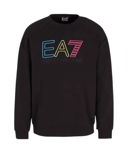 EA7 Mens Multi-coloured Brand Logo Black Jumper