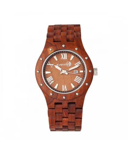 Earth Wood Unisex Inyo Bracelet Watch w/Date - Red - One Size