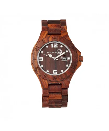 Earth Wood Unisex Raywood Bracelet Watch w/Date - Red - One Size