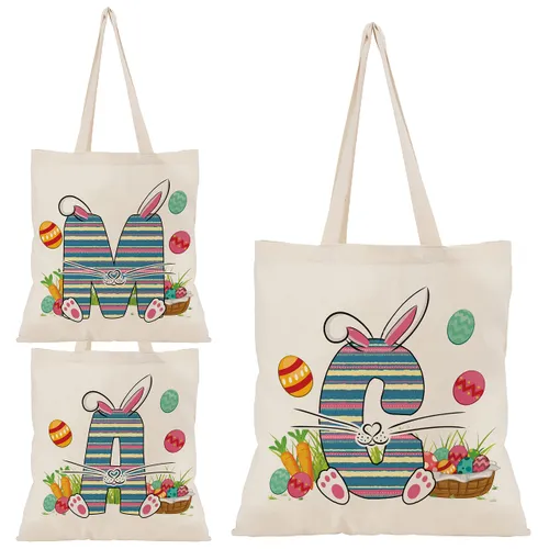 Easter Initial Tote Bags Gifts for Girl Boy - 15"x16"