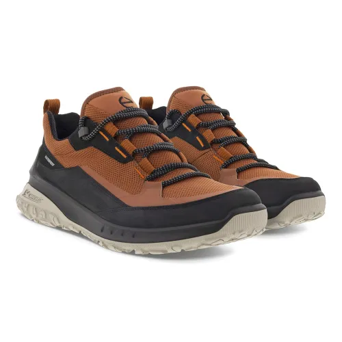 ECCO Mens Ult-Trn M Waterproof Hiking Shoes (Black / Cognac)