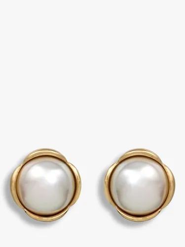 Eclectica Vintage 18ct Gold Plated Faux Pearl Clip-On Earrings, Dated Circa 1990s, Gold - Gold - Female