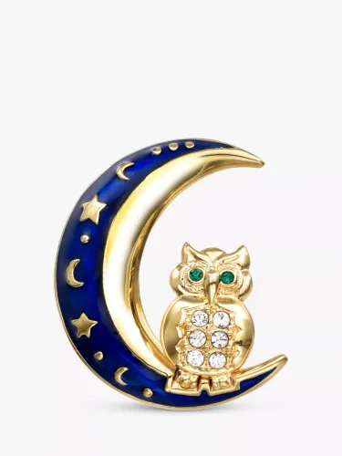 Eclectica Vintage Beatrix Jewellery 18ct Gold Plated Swarovski Crystal Owl Brooch, Dated Circa 1980s, Blue - Blue - Female