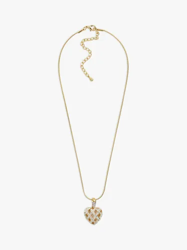 Eclectica Vintage Cubic Zirconia Grid Heart Pendant Necklace, Gold - Gold - Female