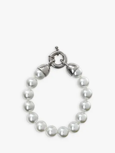 Eclectica Vintage Faux Pearl Bolt Ring Bracelet, White - White - Female