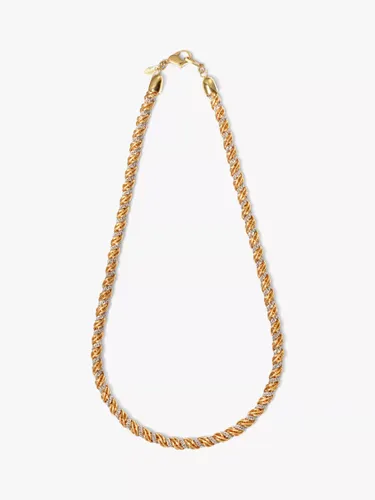 Eclectica Vintage Monet 22ct Gold and Rhodium Plated Chain Necklace, Dated Circa 1980s - Gold/Silver - Female