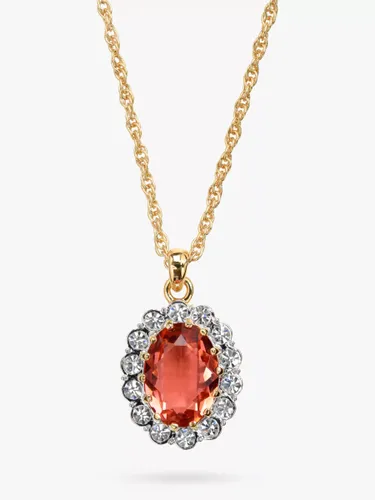 Eclectica Vintage Oval Swarovski Crystals Pendant Necklace, Dated Circa 1990s, Gold/Orange - Gold/Orange - Female