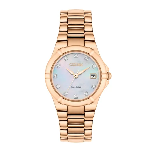 Eco-Drive Silhouette Diamond 26mm Ladies Watch Mother Of Pearl