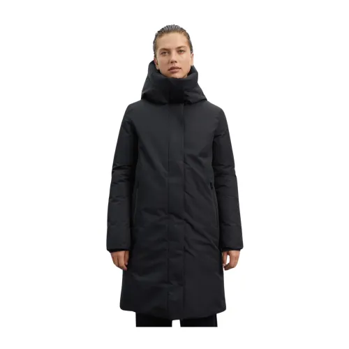 Ecoalf , Water Repellent Black Jacket with Hood ,Black female, Sizes: