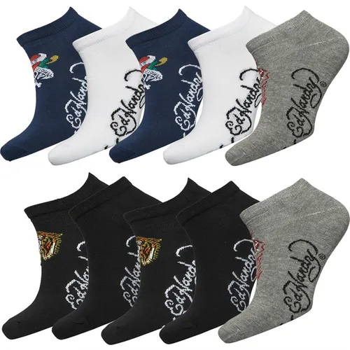 Ed Hardy Mens Conti Ten Pack Trainer Socks Black/White/Navy/Black/Grey Marl
