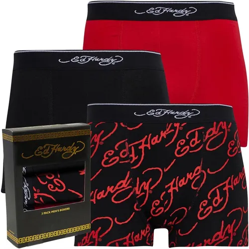 Ed Hardy Mens Eros Three Pack Boxers Assorted