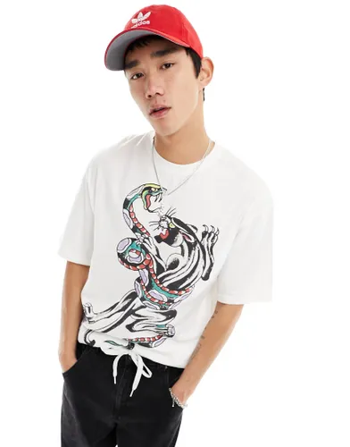 Ed Hardy oversized t-shirt with panther graphic-White