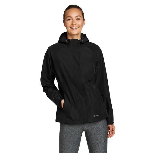 Eddie Bauer Womens Packable Rainfoil Waterproof Jacket (Black)