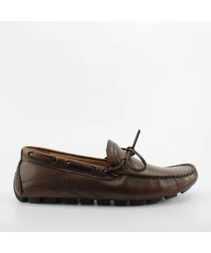 Eden Park Jalon Veau Tamponne Mens Brown Shoes Leather