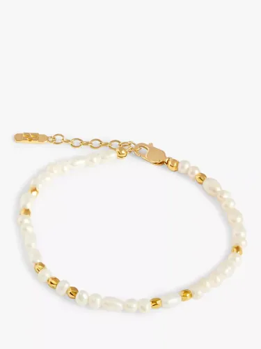 Edge of Ember Freshwater Pearl Beaded Bracelet - Yellow Gold - Female