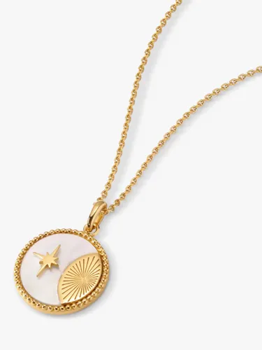 Edge of Ember Solar Mother of Pearl Coin Pendant Necklace - Yellow Gold - Female