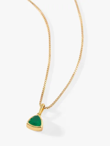 Edge of Ember Triangle Gemstone Pendant Necklace - May Green Onyx - Female
