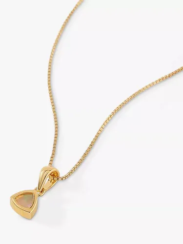 Edge of Ember Triangle Gemstone Pendant Necklace - October Opal - Female