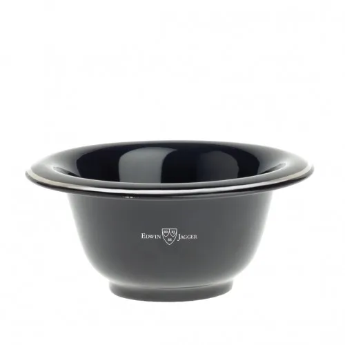 Edwin Jagger Porcelain Shaving Bowl With Chrome Rim Black