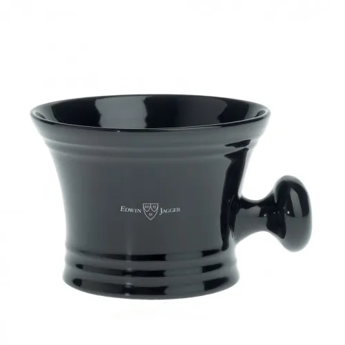 Edwin Jagger Porcelain Shaving Bowl with Handle Black
