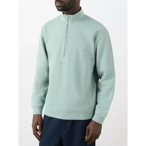 Edwin Mens Iceberg Green Koji Half Zip Sweatshirt