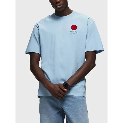 Edwin Mens Placid Blue Garment Washed Japanese Sun Supply T-Shirt