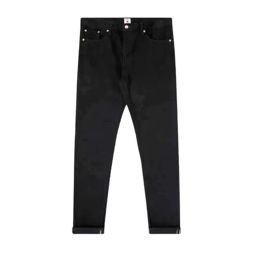 Edwin , Slim Tapered Kaihara Selvage Black Jeans ,Black male, Sizes: