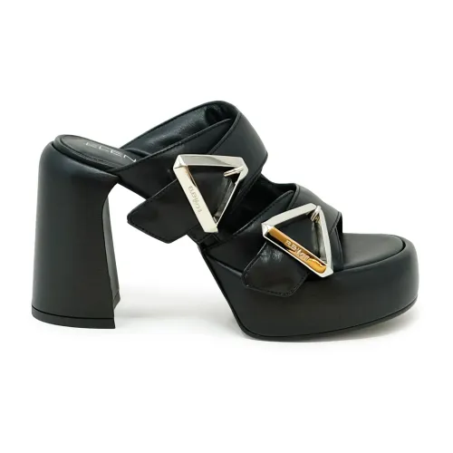 Elena Iachi , Black Leather Sandals Ss24 ,Black female, Sizes: