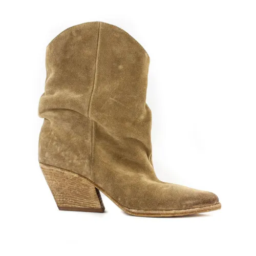 Elena Iachi , Vintage Brown Suede Texan Ankle Boots ,Brown female, Sizes:
