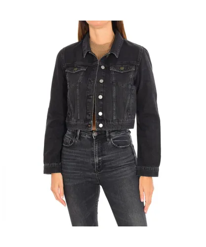 Eleven Paris Womens CHESTERFIELD denim jacket lapel collar 17S2OU08 woman - Black Cotton