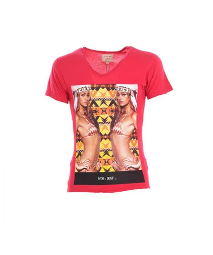 Eleven Paris Womenss short sleeve round neck t-shirt 13F1LT061 - Red Cotton