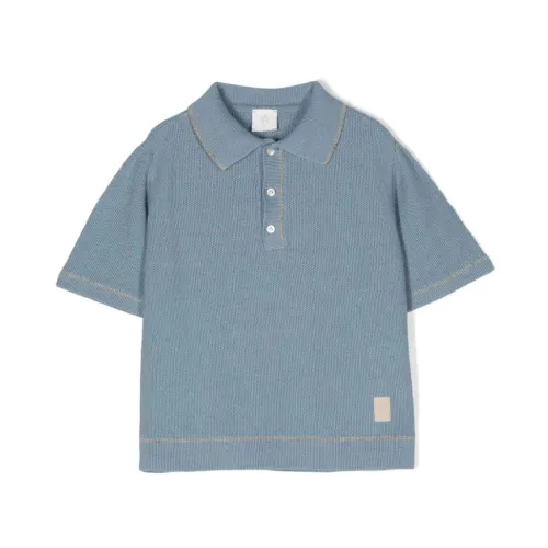Eleventy , Blue Striped Polo Shirt Kids ,Blue male, Sizes: