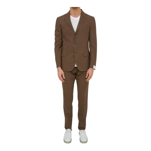 Eleventy , Brown Single Breasted Suit Pants ,Brown male, Sizes: