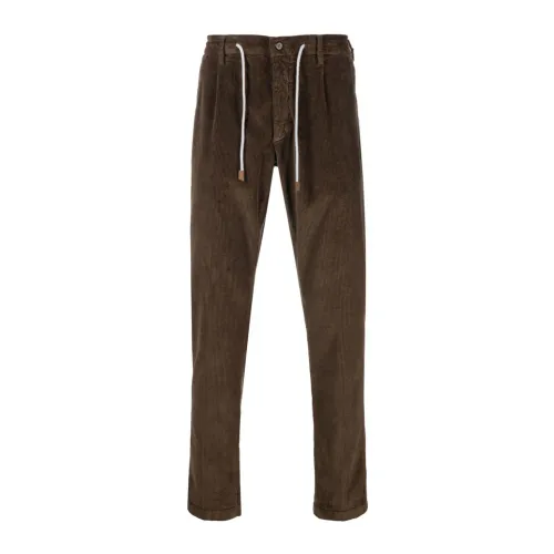 Eleventy , Cotton Blend Drawstring Trousers ,Brown male, Sizes: