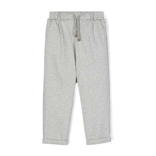 Eleventy , Grey Drawstring Trousers with Stripes ,Gray male, Sizes: