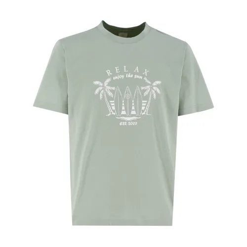Eleventy , Luxurious Giza Cotton Crewneck T-shirt ,Gray male, Sizes: