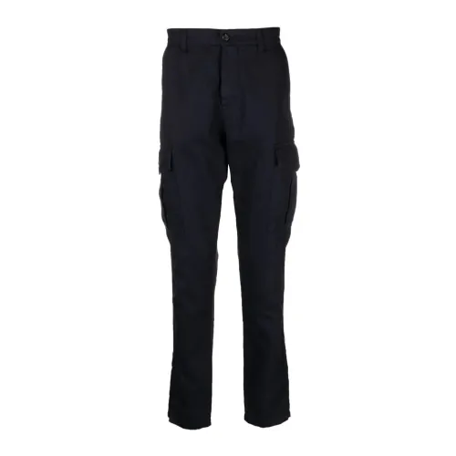 Eleventy , Navy Blue High-Waisted Cargo Trousers ,Blue male, Sizes: